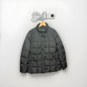 Lauren Ralph Lauren Women’s Down Puffer Jacket Toggle Quilted Zip Black M